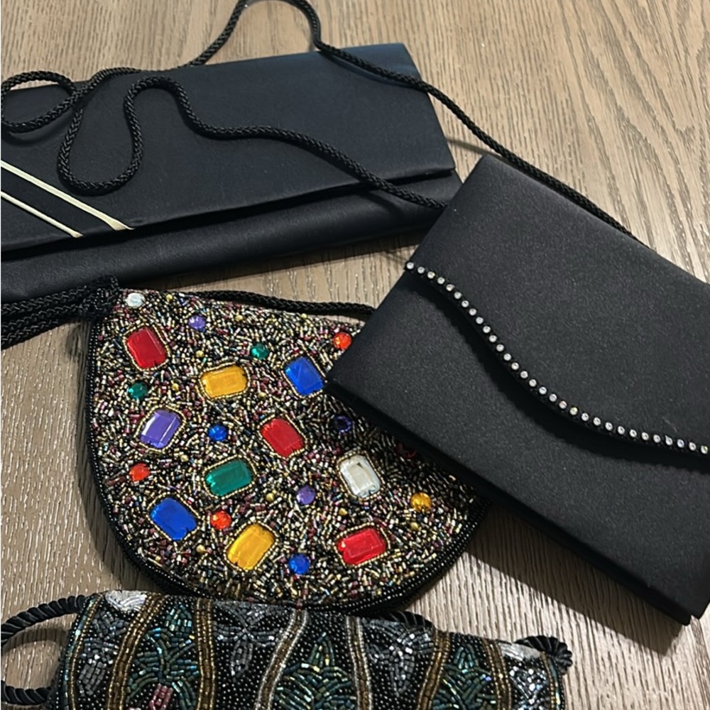 Elegant Black Beaded Women's Clutch